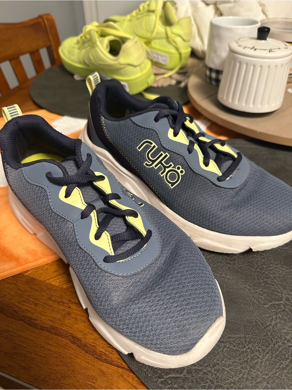 Ryka Women’s blue and Lime Green Athletic Sneakers 10